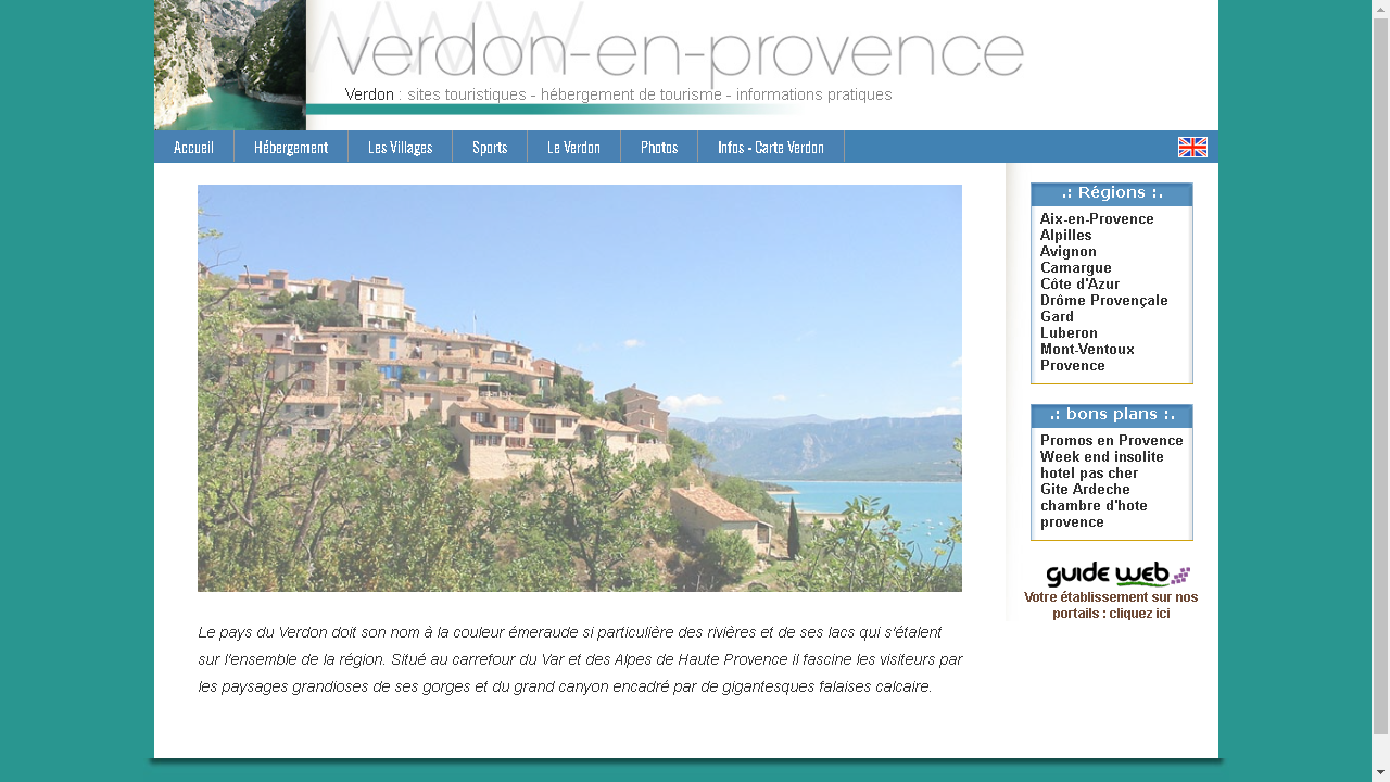 Capture d'écran de http://www.verdon-en-provence.com/